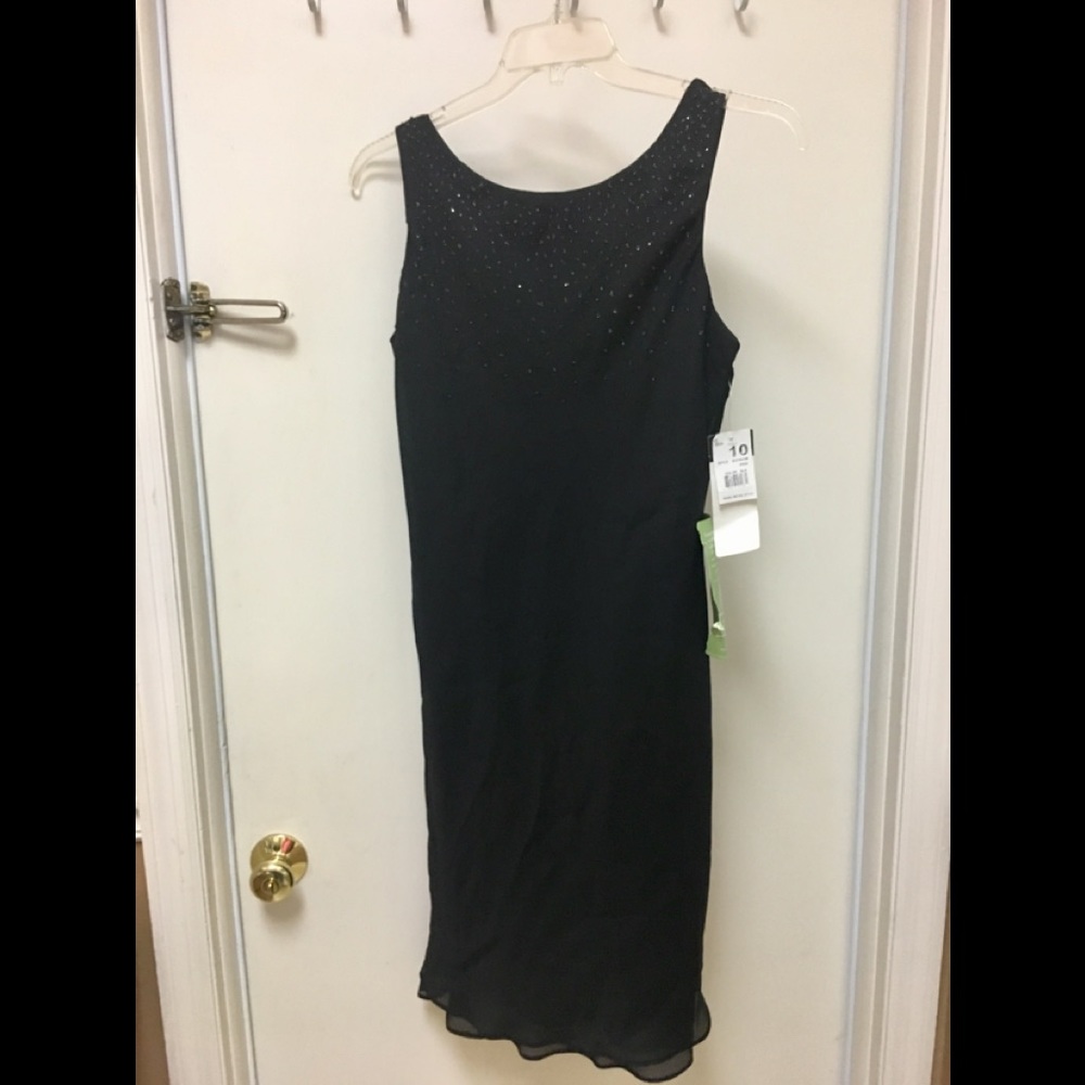 NWT DR David Wayne Beaded Dress  black 10 USA made